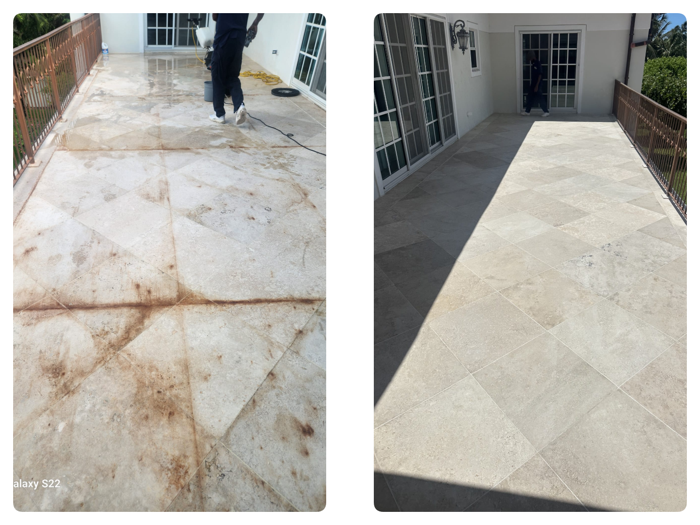 Before and after floor cleaning result